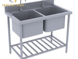 CHẬU RỬA ĐÔI CÓ KỆ SONG DƯỚI