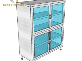 TỦ INOX 4 CÁNH KÍNH